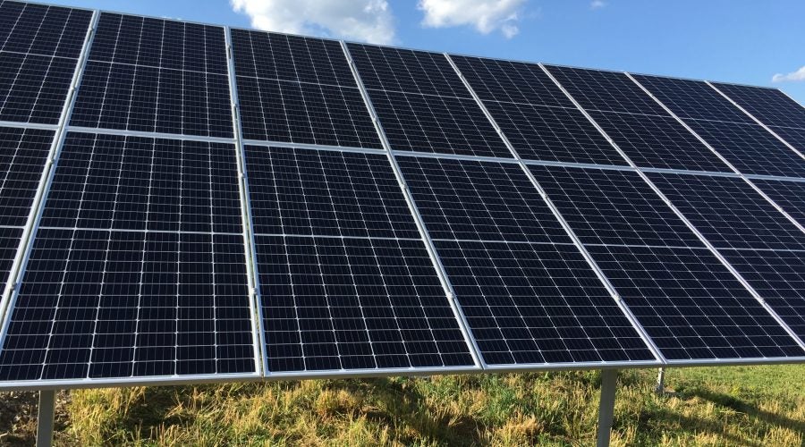 Beautful Solar Panels on Roof of well landscaped home in West Virginia