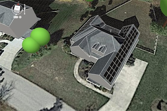 Solar Assessment showing trees, solar panels